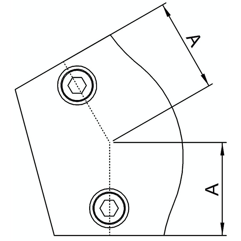 Raccord coudé, inclinaison variable 15 - 60°, pour tube Ø 48,3mm