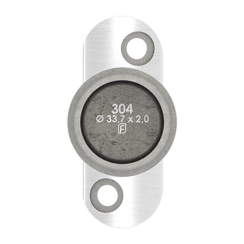 Tube end plug for tube 33.7x2.0mm, handrail connection plate: 42.4mm, AISI304
