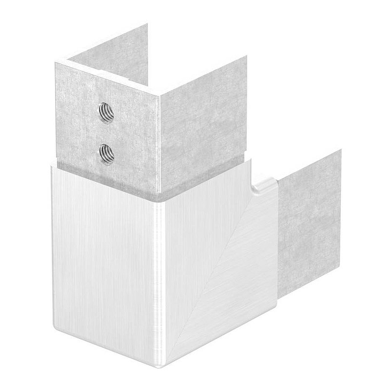 Raccord angle, vertical, pour tube à fond de gorge 40x40mm, V2A