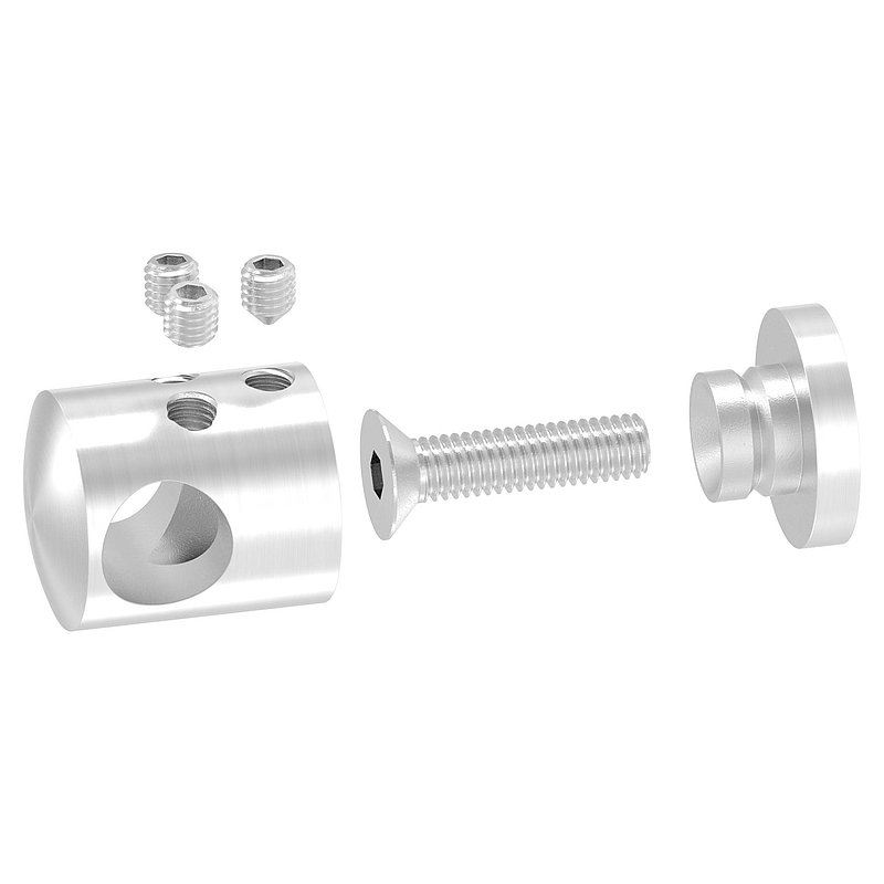 Querstabhalter zum Stoßen für geraden Anschluss, 12,2mm Bohrung, V2A