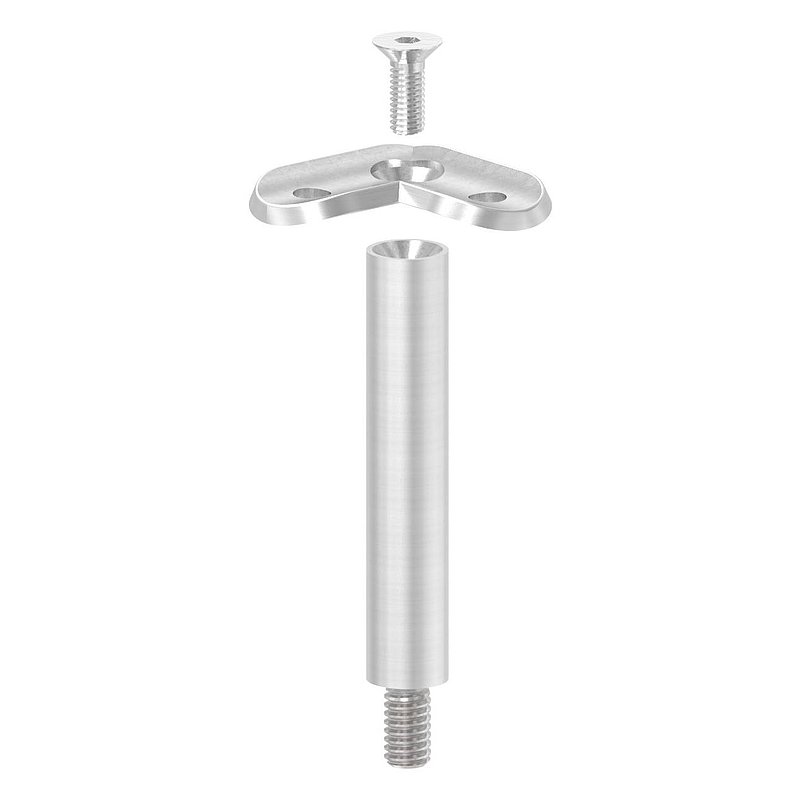 Stift Ø 14mm mit 90° Handlaufanschlussplatte für Rohr 42,4mm, V2A