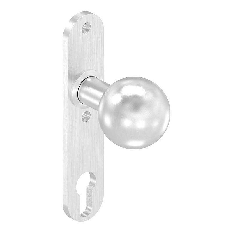 Door knob, Ø 50mm, with long backplate, AISI304