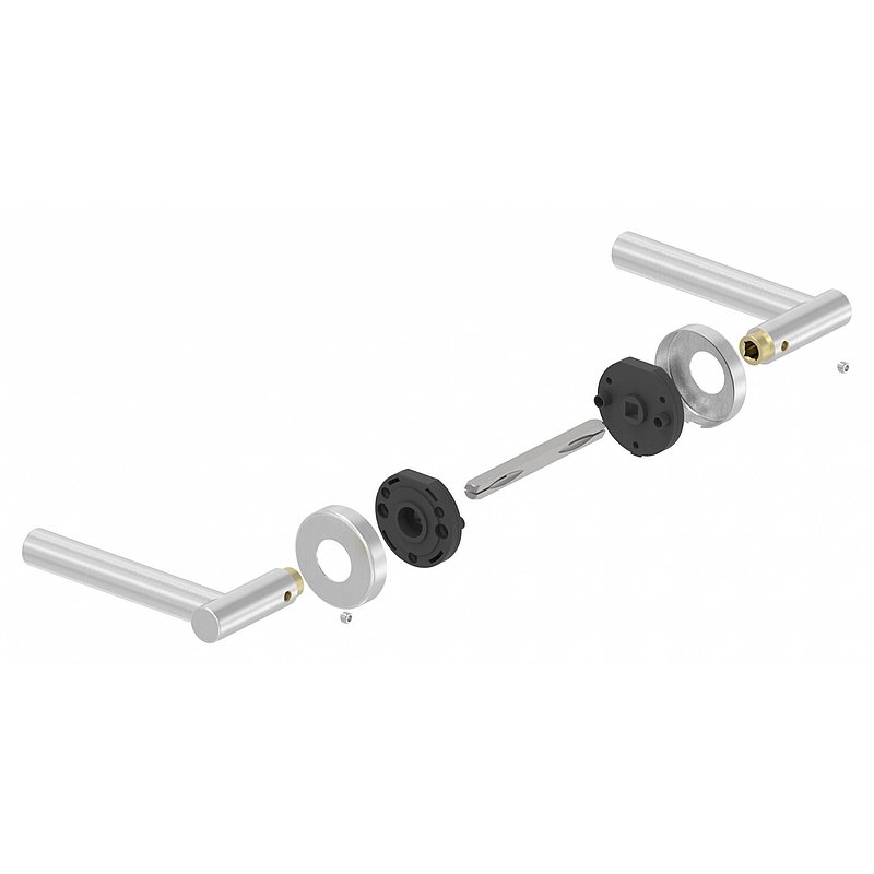 Pair of lever handles, rotatable, AISI304