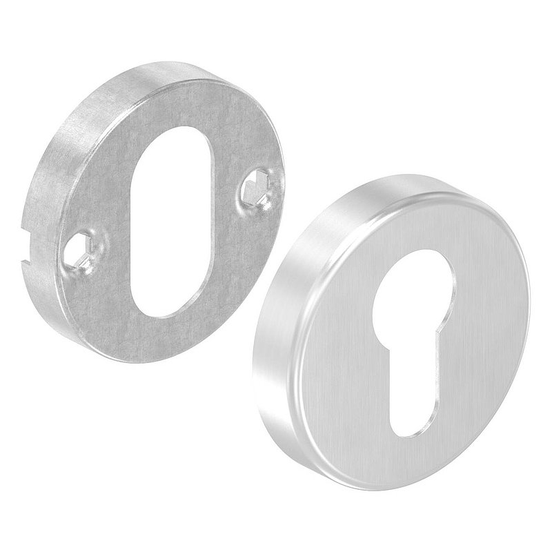 Pair of key escutcheons, for profile cylinder, AISI304