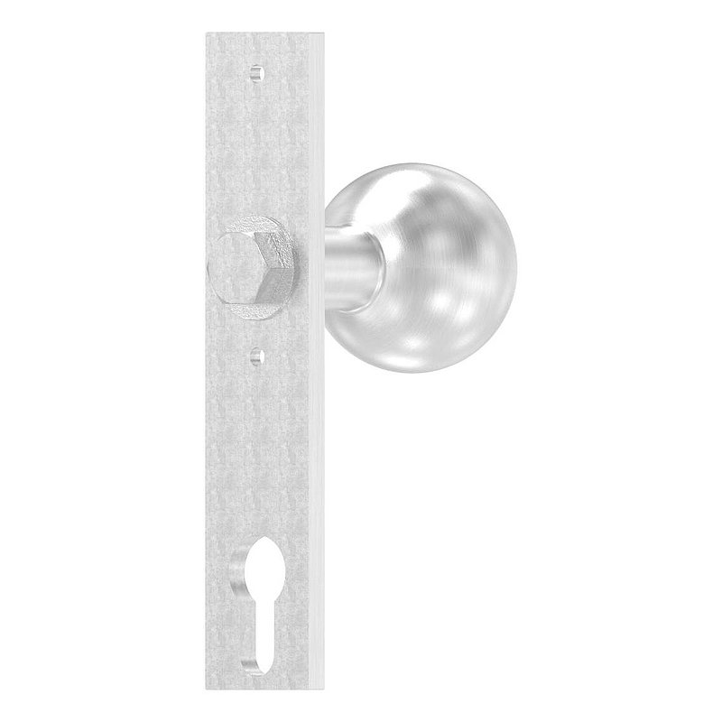 Door knob, Ø 50mm, with long backplate, AISI304