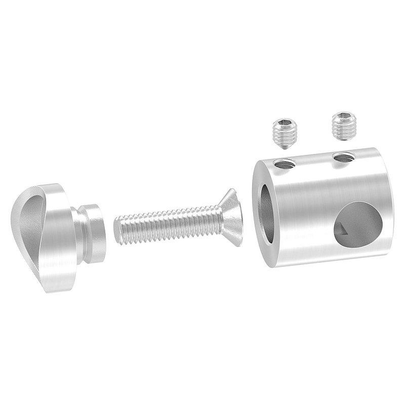Querstabhalter für 33,7mm Rohr, Sackloch rechts 10,2mm, V2A