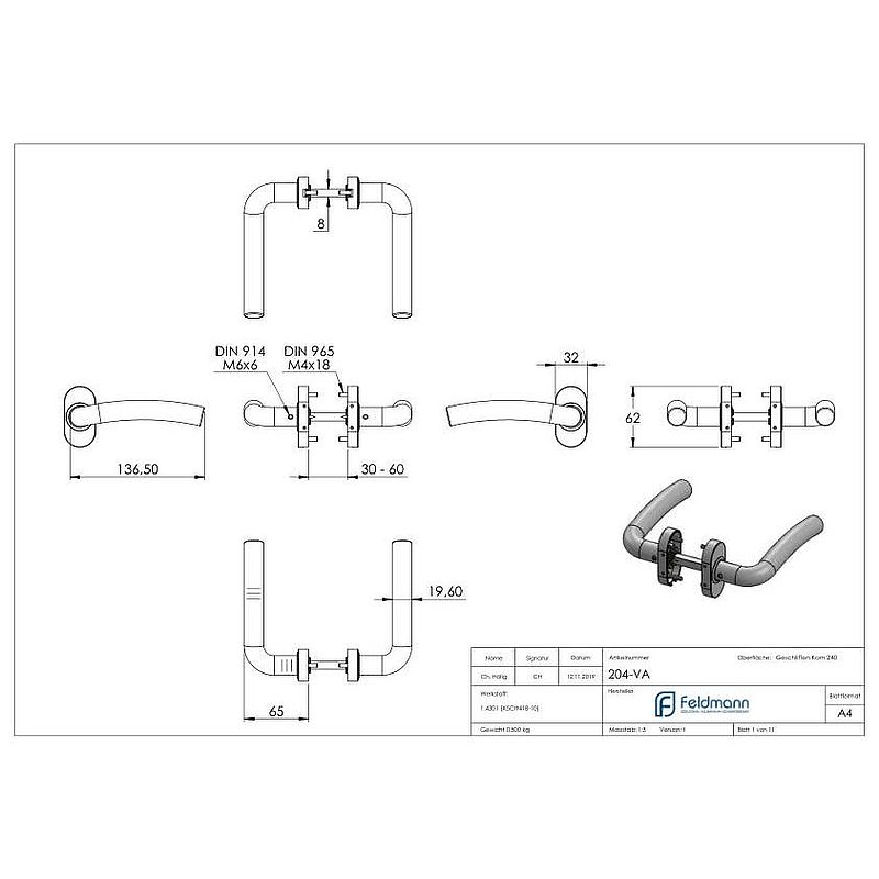 Türdrücker-Paar, V2A
