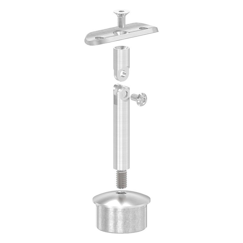 Tube end plug for tube 42.4x2.5mm, handrail connection plate: 42.4mm, AISI304