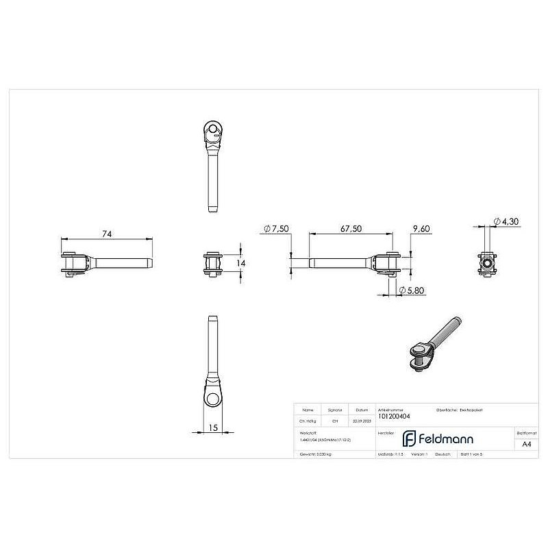 Châpe à sertir pour câble Ø 4mm, V4A