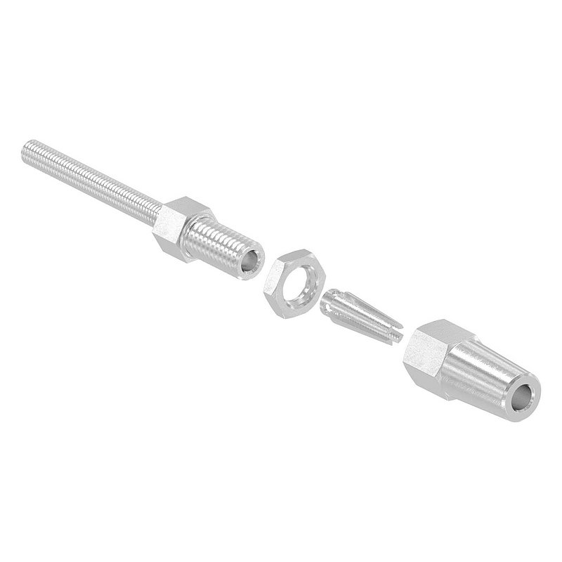 Embout fileté à monter soi-même pour câble Ø 3mm et filetage M5, V4A