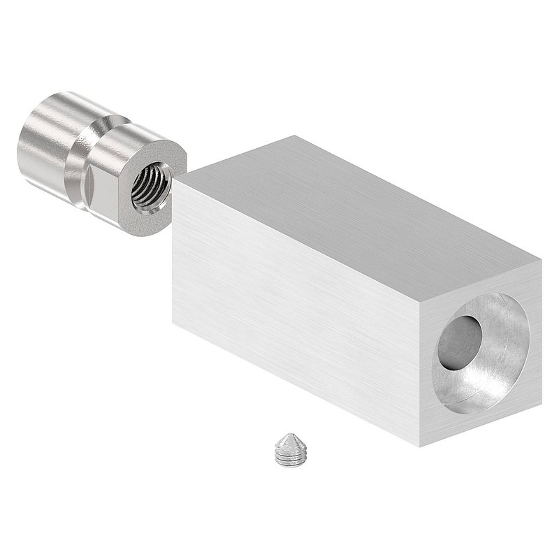 Rohrabstandshalter eckig 25x25mm - für gerade Flächen, V2A