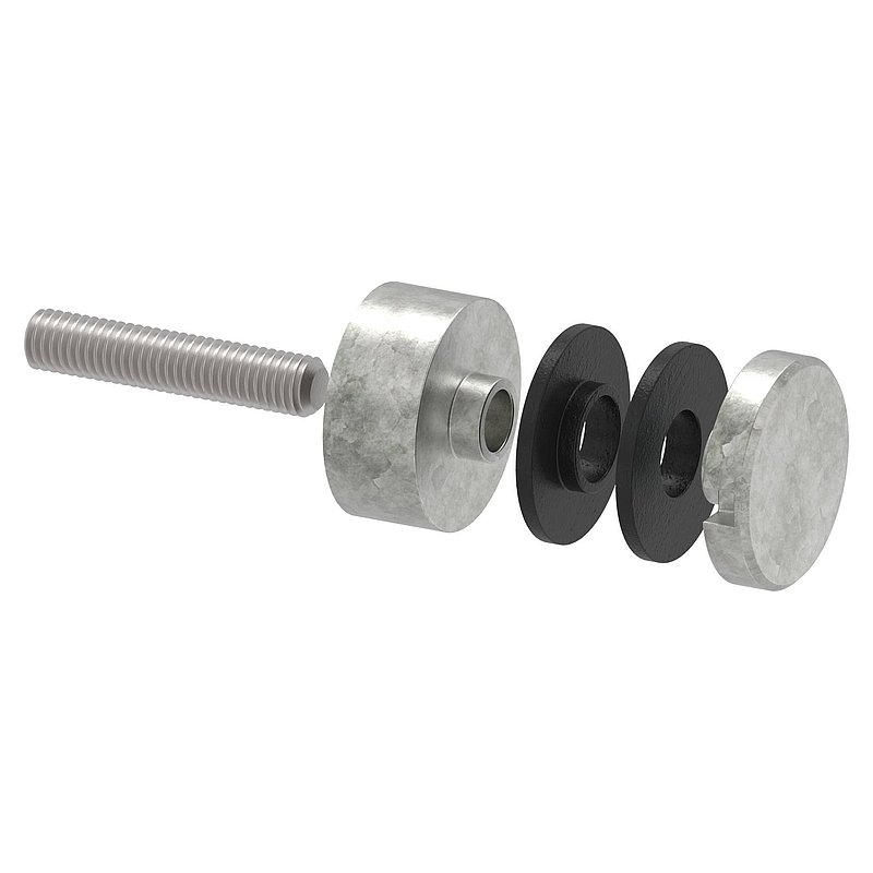 Glass point holder 30mm, connection: flat, raw zinc