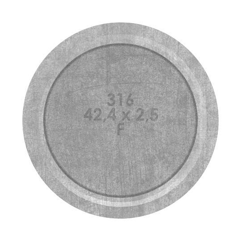 Tube end plug with pin for tube 42.4x2.5mm, AISI316