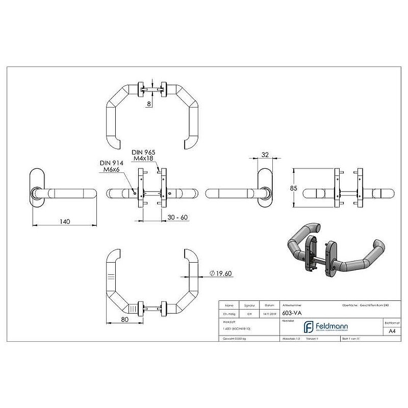 Türdrücker-Paar, V2A