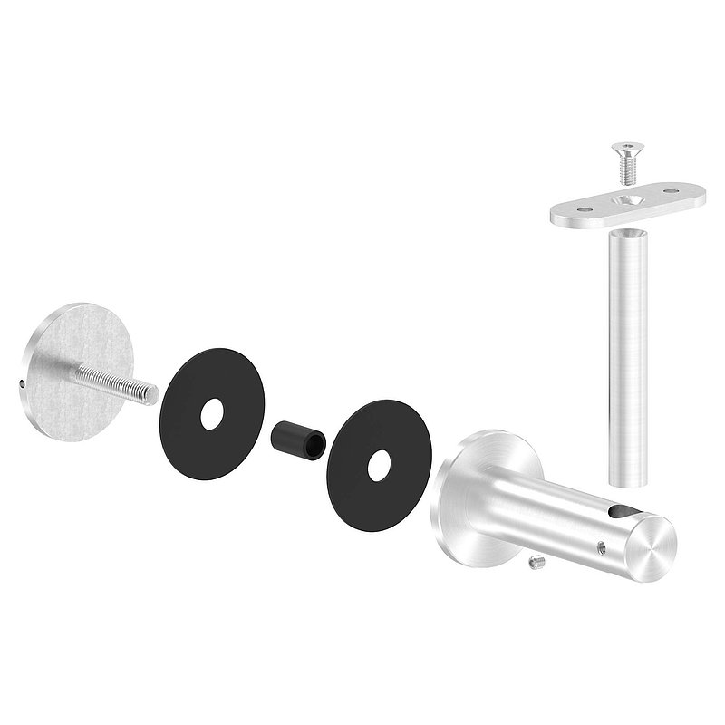 Handlaufhalter für Glas, Handlaufanschlussplatte flach, V2A