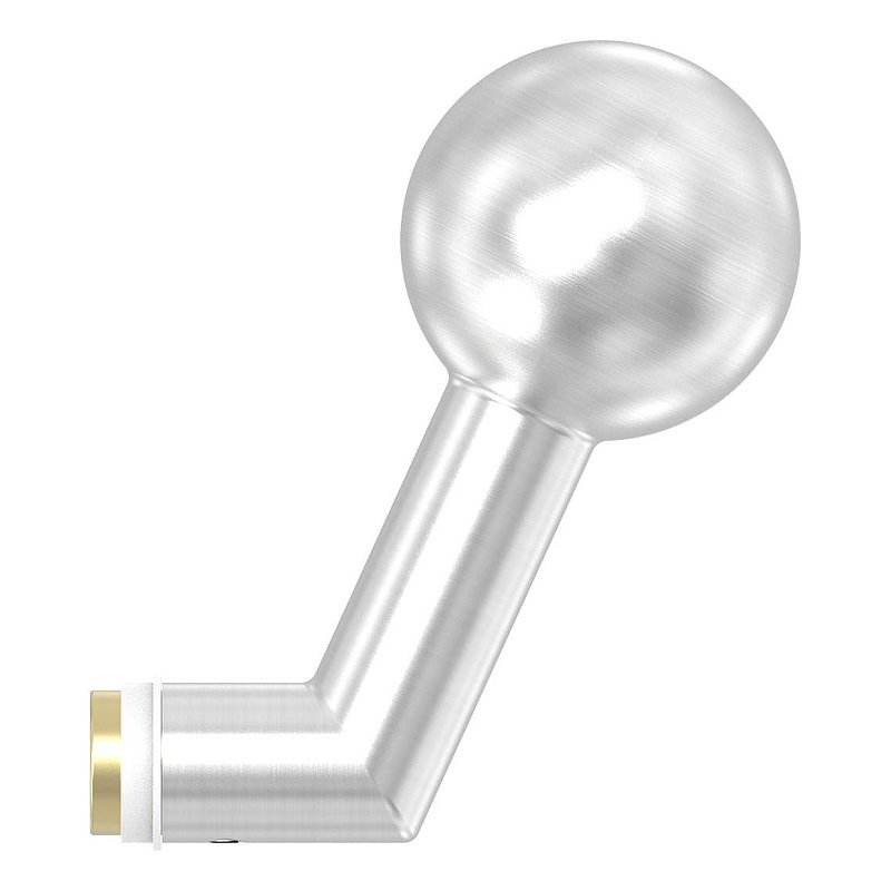 Poignée de porte boule fixe, seule, Ø 50mm, coudé, V2A