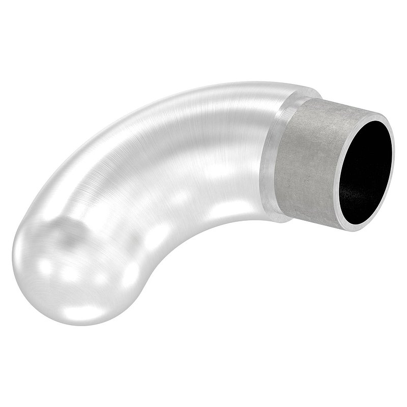 Endbogen 90° halbrund, für Rohr 33,7x2,0mm, V2A