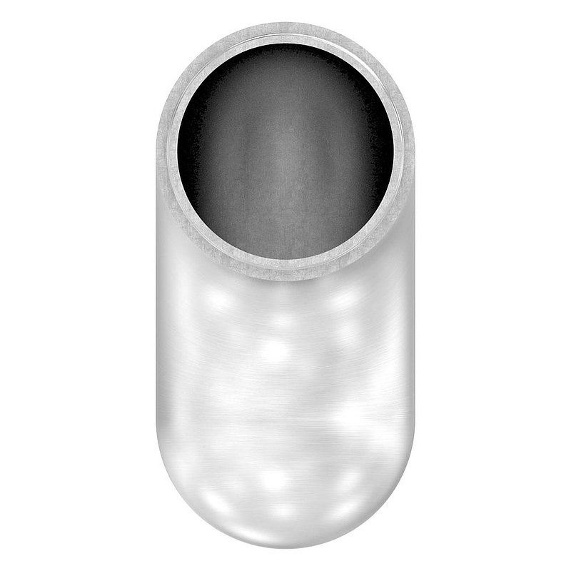 Endbogen 90° halbrund, für Rohr 48,3x2,0mm, V2A