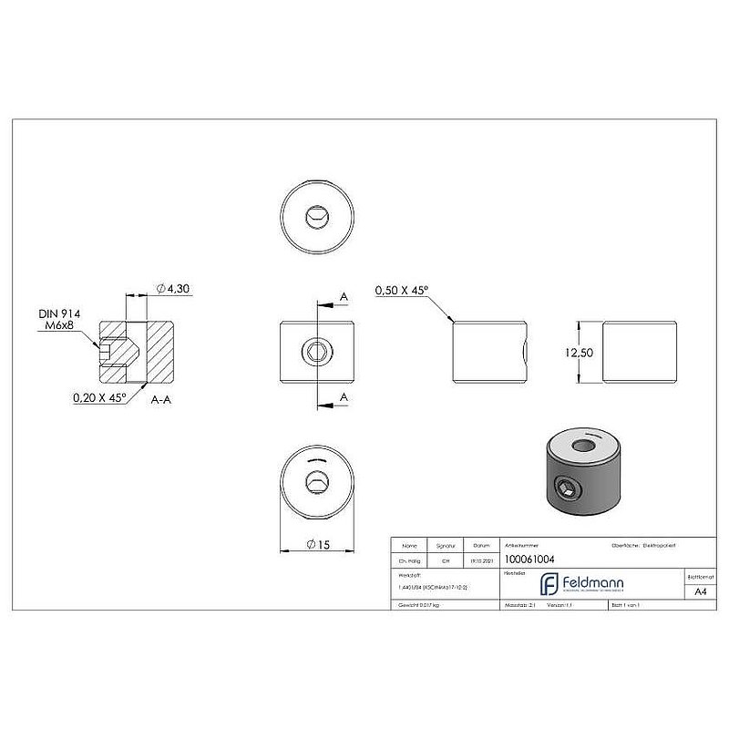Rundklemme für Seil 2-4mm, V4A