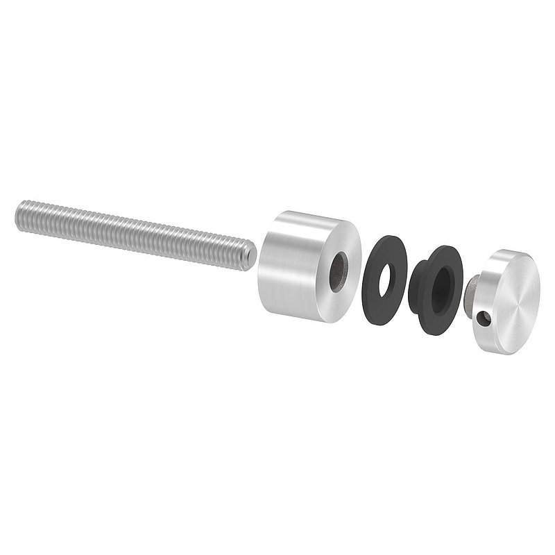 Point de fixation 16mm, jonction: droite, V2A