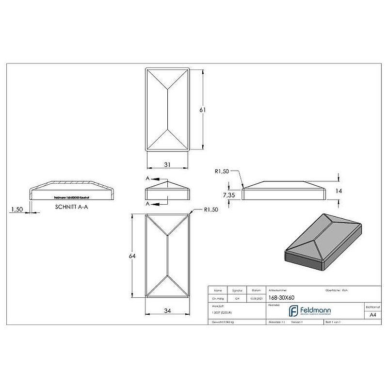 Pillar cover 30x60mm