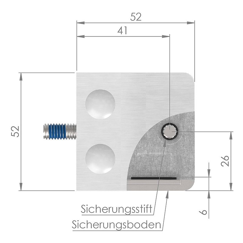 Glasklemme Mod. 34, Anschluss: 42,4mm, V2A