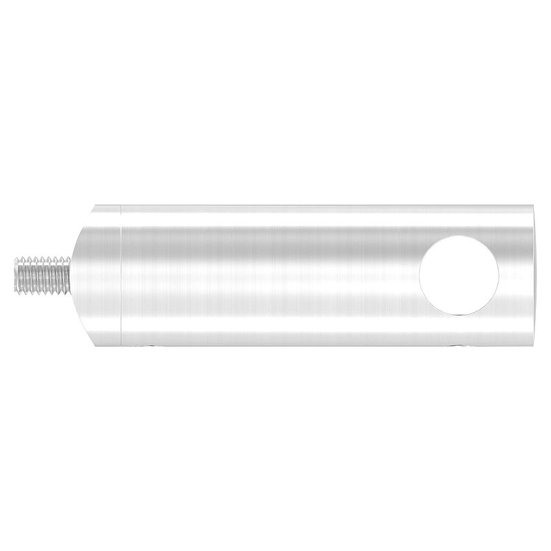 Cross bar holder extended, with through-hole for 33.7 mm tube, 12.2 mm hole, AISI304