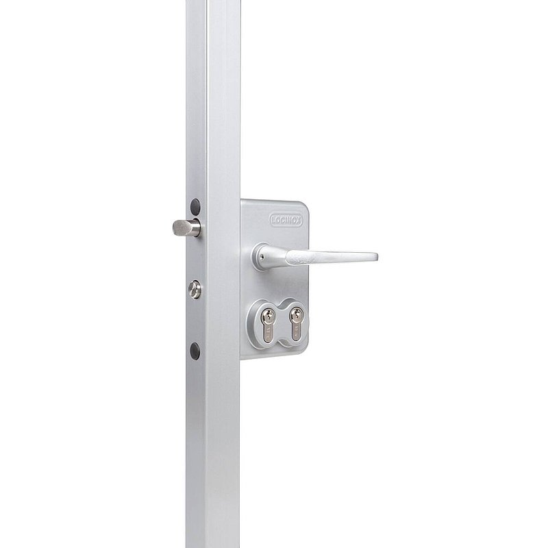 Serrure à double cylindre LDKZD1 pour profilés 60x60 mm, couleur argent