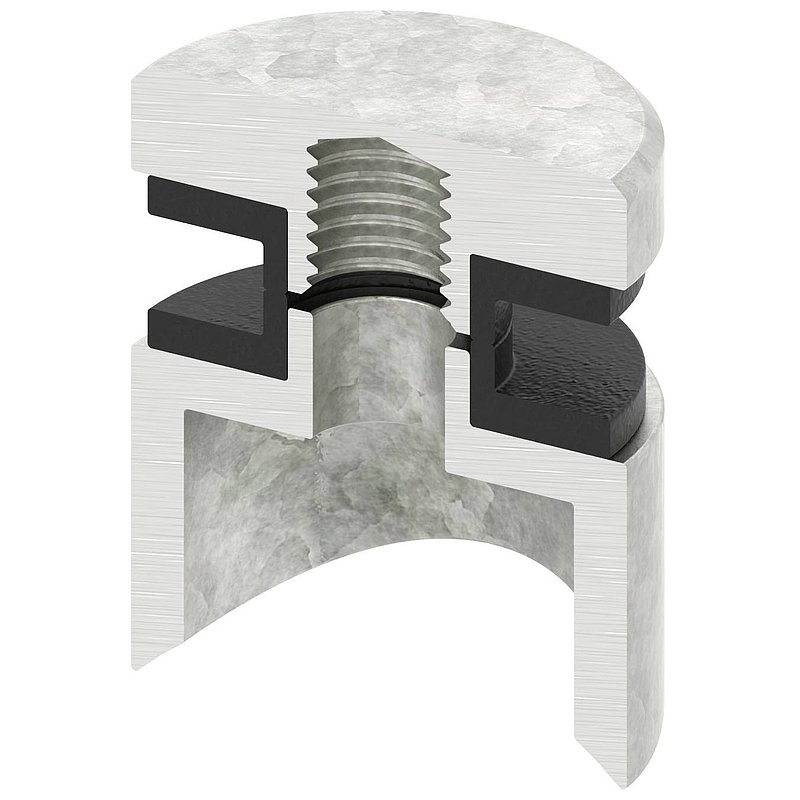 Glass point holder 30mm, connection: 42.4mm, raw zinc