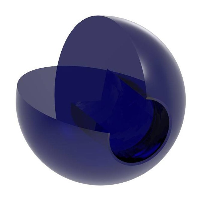 Glaskugel blau Ø 30mm mit Sackloch 12,3mm