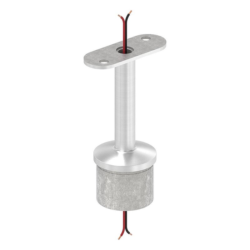 Tube end plug with pin for LED handrail, AISI316