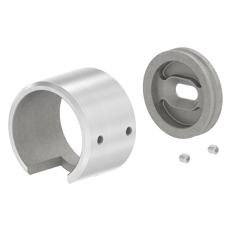 Embase murale pour tube à fond de gorge Ø 48,3mm, droite, V4A