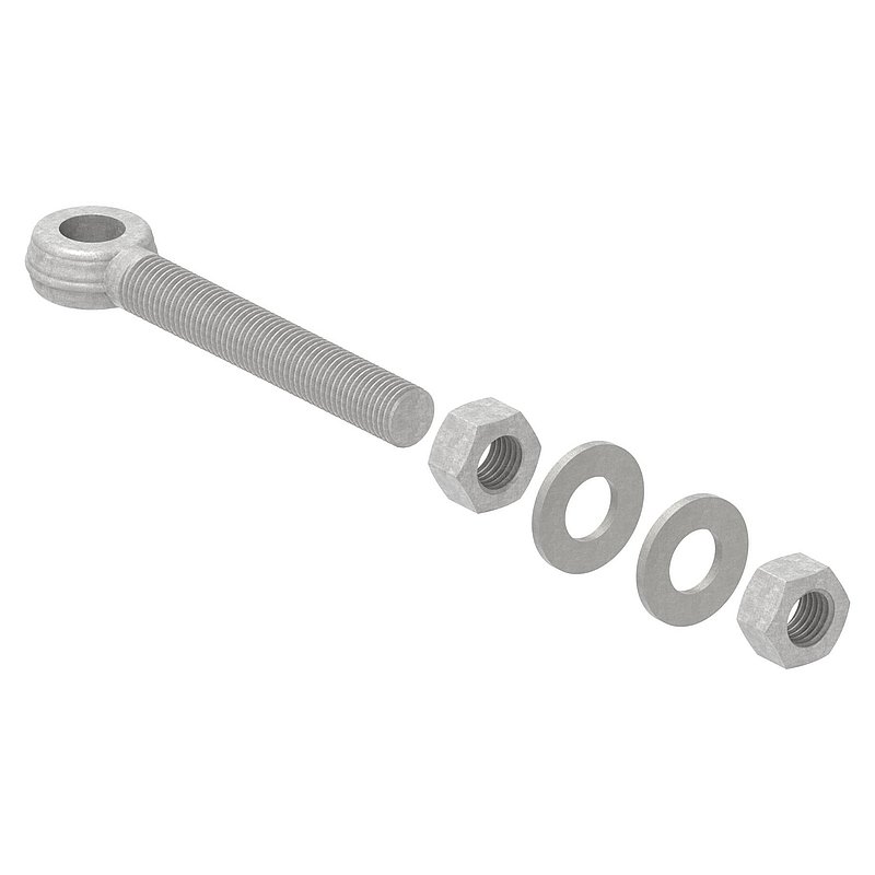 Boulon à œil pour gond à souder 121-M16, acier galvanisé à chaud