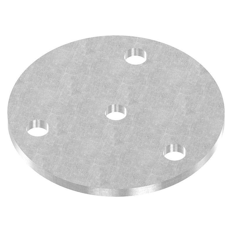 plaque d'ancrage Ø 120 x 6mm, avec 3 trous Ø 13mm et perforation centrale Ø 12,5mm, acier brut