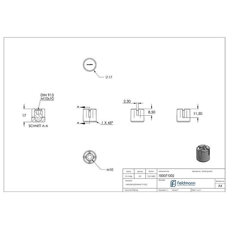 Serre-câble en croix pour câble Ø 2mm, V4A