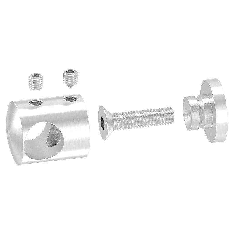 Querstabhalter für geraden Anschluss, 14,2mm Bohrung, V2A