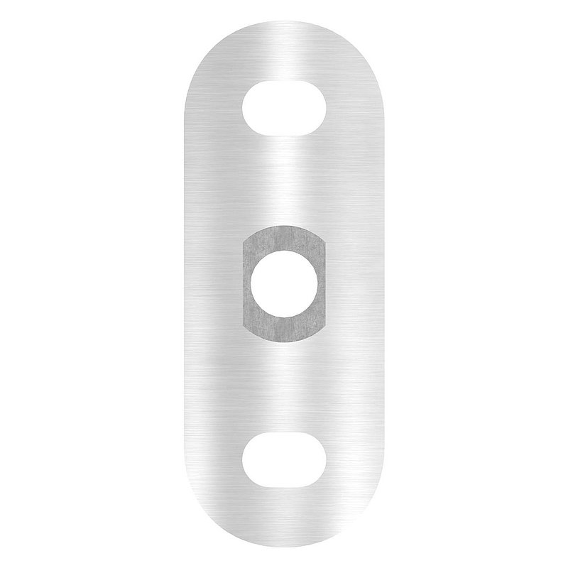 Handrail connection plate, 42.4 mm with slotted holes, AISI304