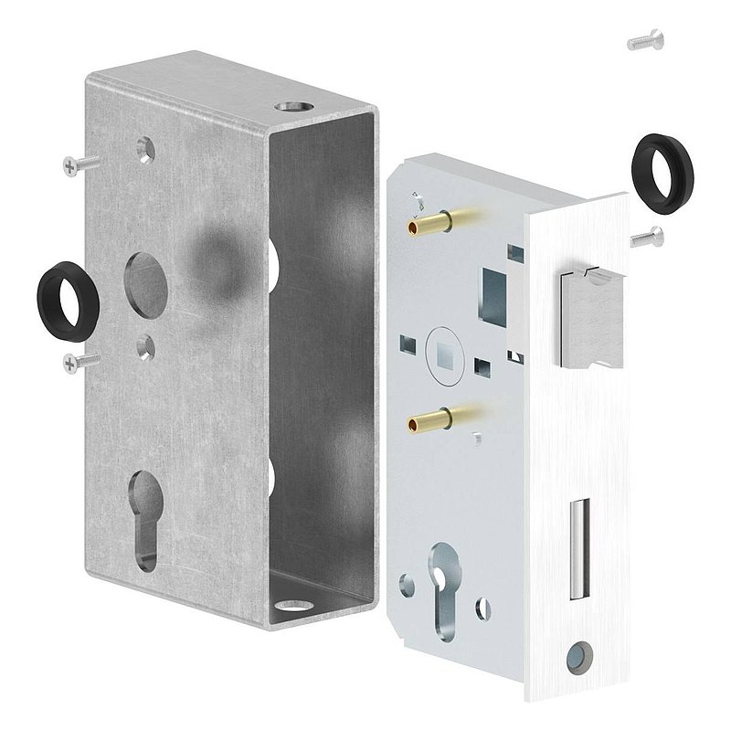 Serrure anti-panique avec boîtier de serrure 50 x 94 x 172mm, avec fonction de changement E, DIN R &