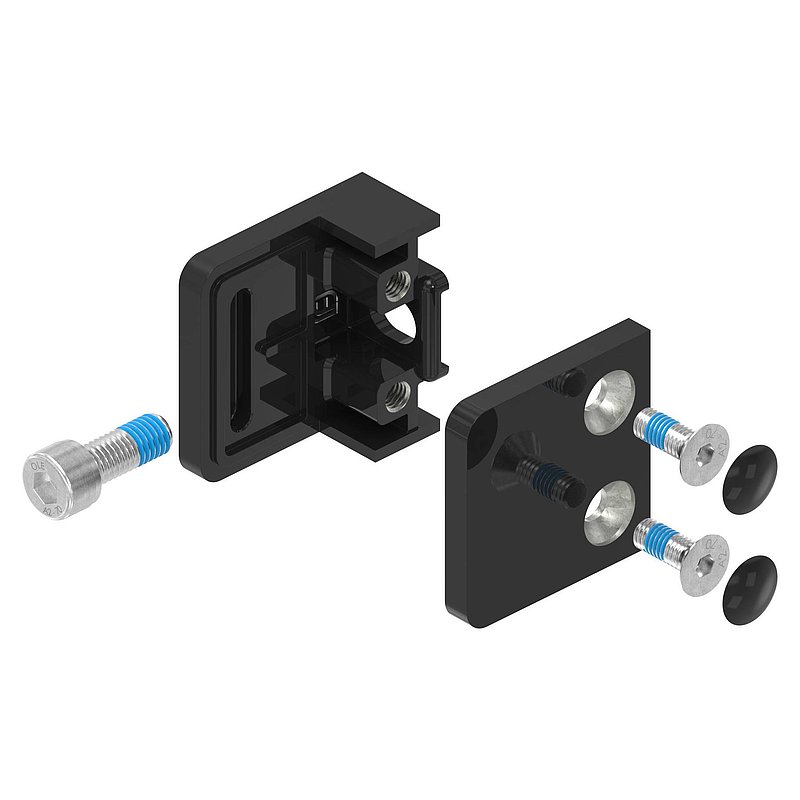 Glass clamp Mod. 11, 45x45x26mm, connection: flat, zinc powder coated RAL 9005 mat