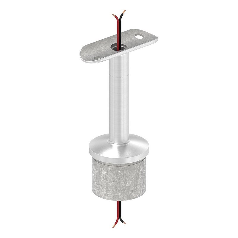 Tube end plug with pin for LED handrail, AISI316