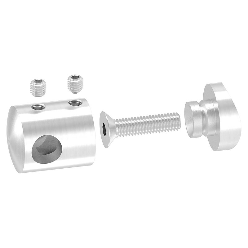 Cross bar end bracket for 42.4mm tube with blind hole left 10.2mm, AISI304