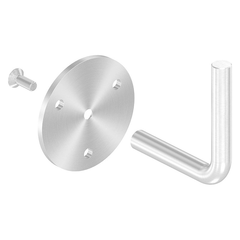 Handrail bracket for welding (round plate and bracket screwed together), AISI304