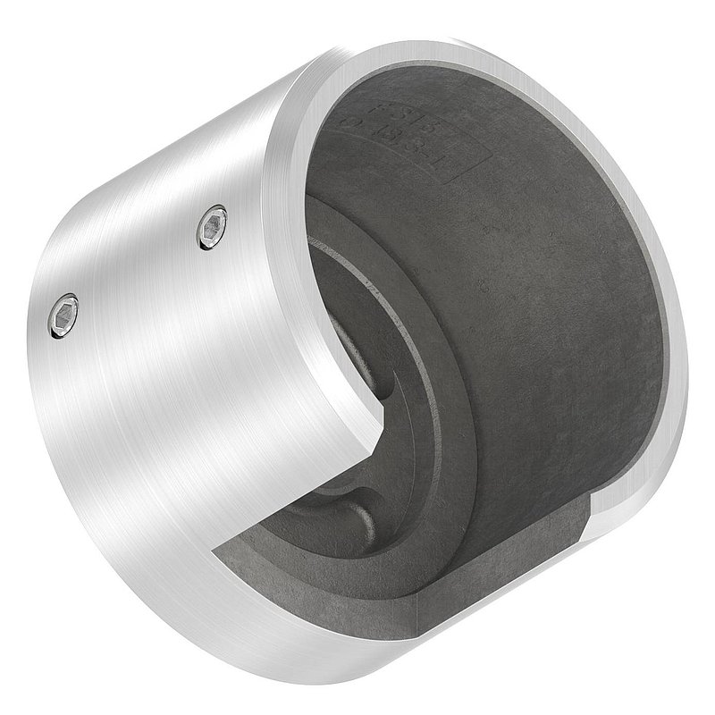 Embase murale pour tube à fond de gorge Ø 48,3mm, gauche, V4A