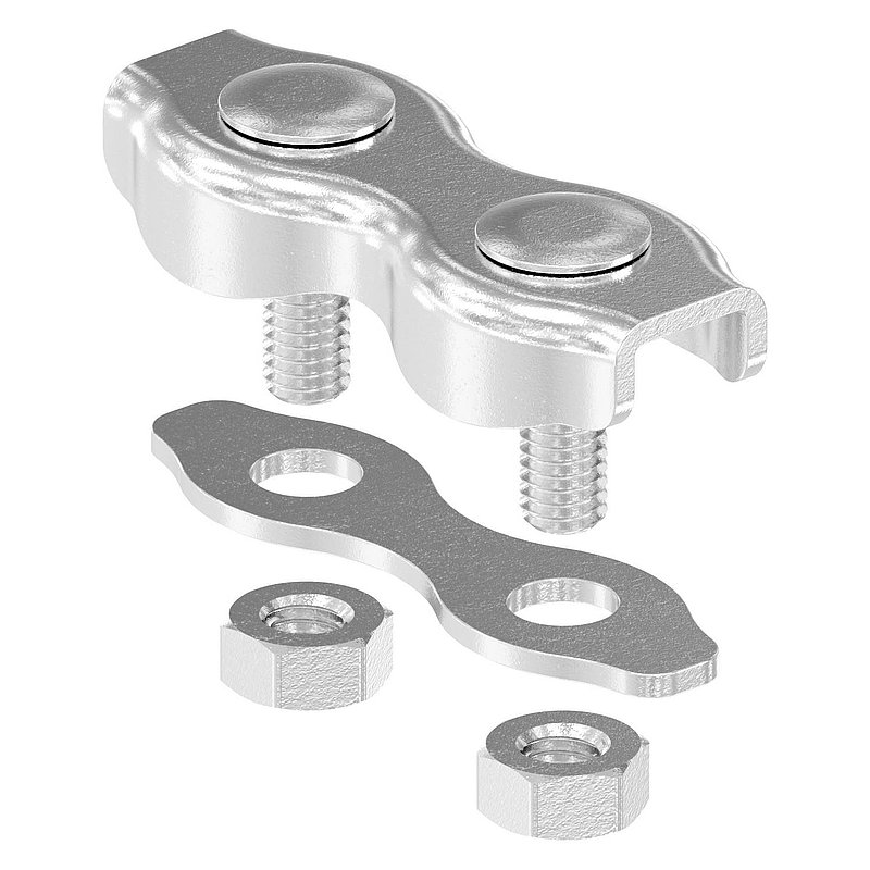 Serre-câble plat double pour câble 3mm, V4A