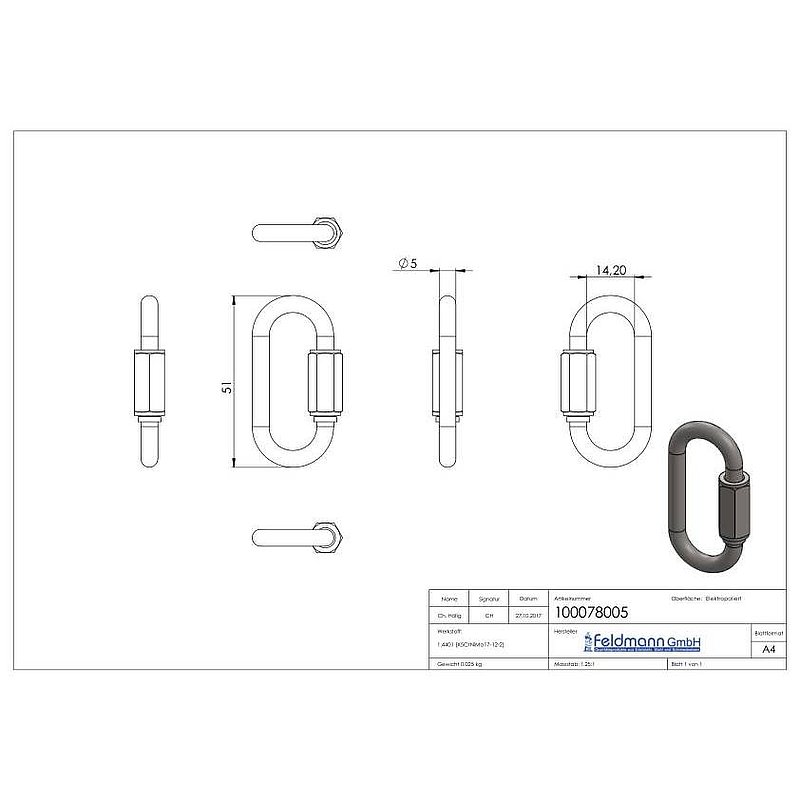 Schraubverbinder 5mm, V4A