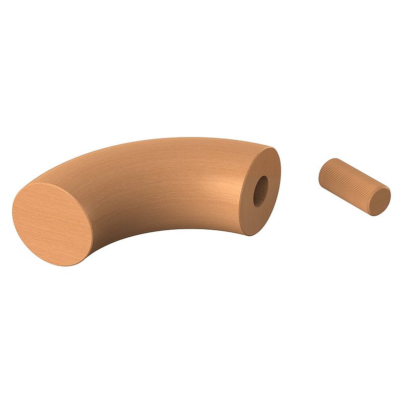 Bout coudé 90° pour mains courante en bois de hêtre