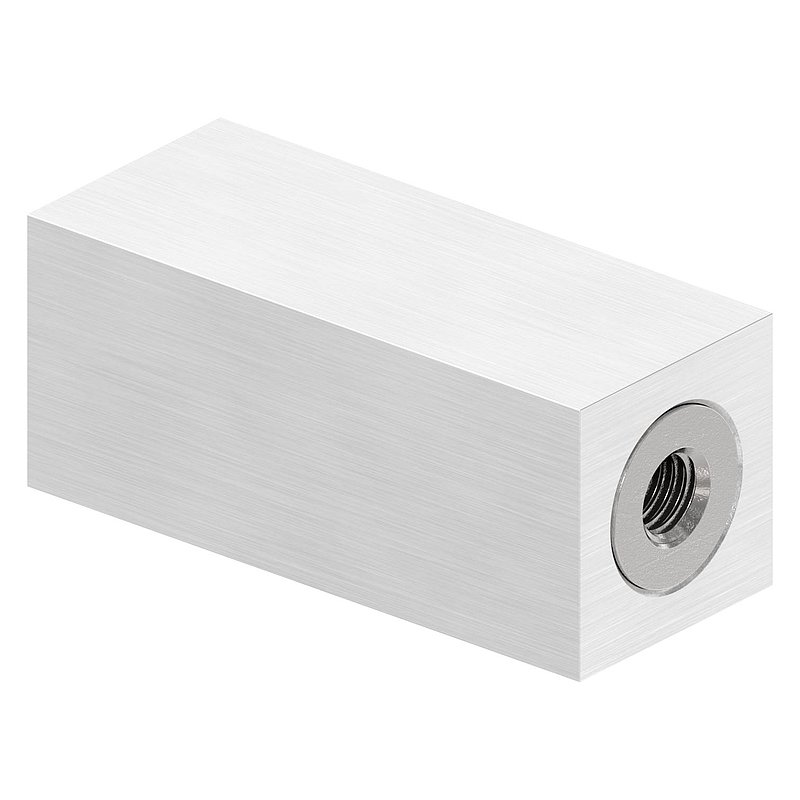 Rohrabstandshalter eckig 25x25mm - für gerade Flächen, V2A