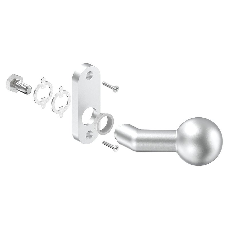 Poignée de porte boule fixe coudée