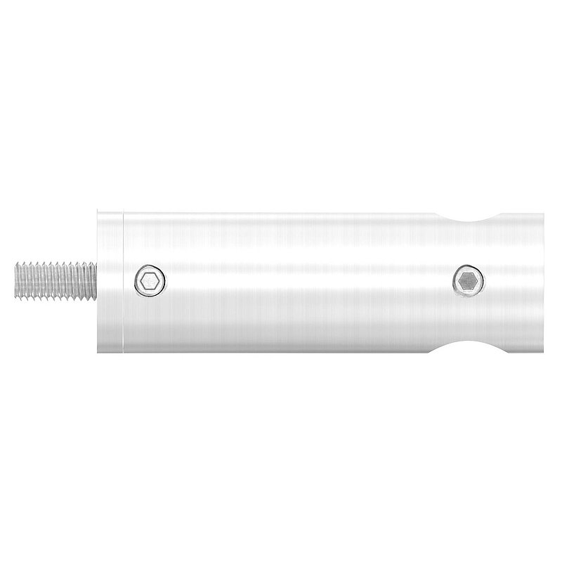 Support de lisse transversale rallongé, avec raccordement droit, perçage Ø 12,2mm, V2A