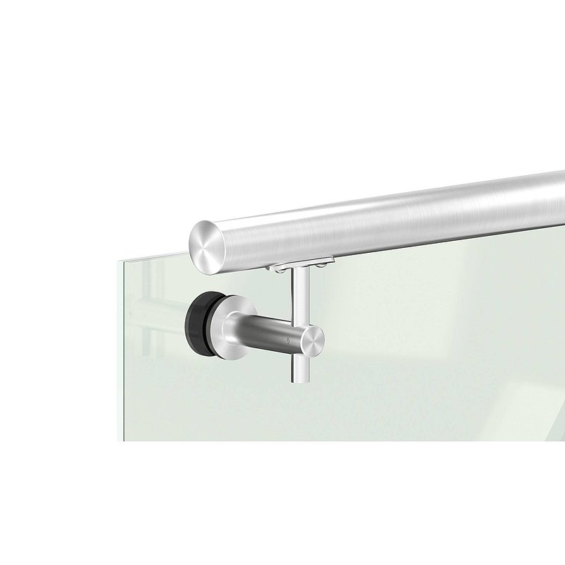 Handlaufhalter für Glas, Handlaufanschlussplatte 42,4mm, V2A
